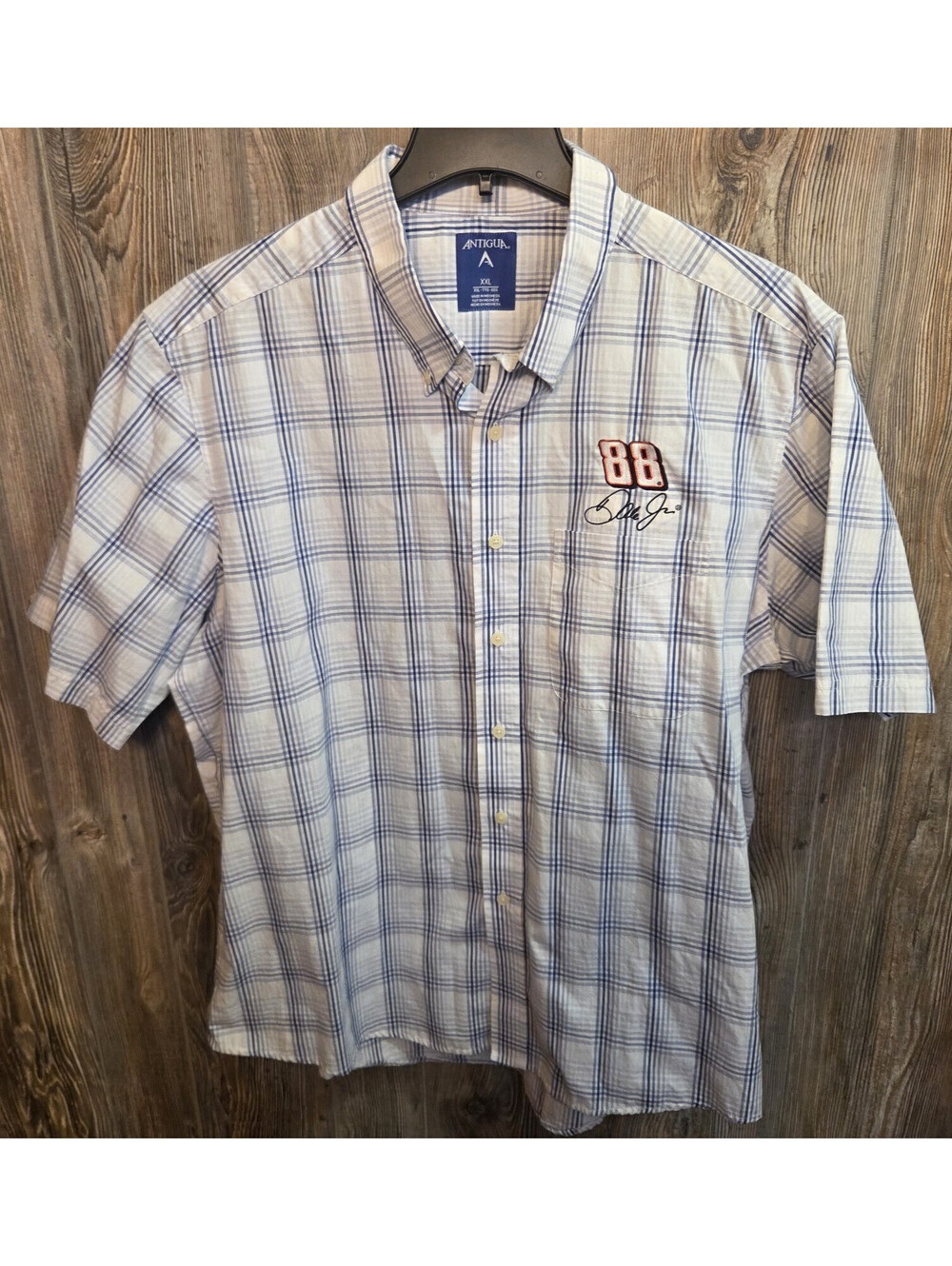 Dale Earnhardt Jr #88 NASCAR Antigua Size 2XL Short Sleeve White Button Shirt